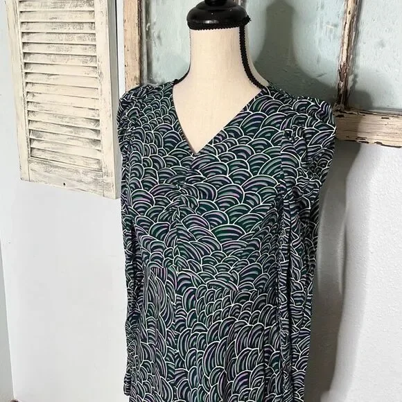 Kate Spade New York Womens Maxi Dress Puff Shoulder Long Sleeve Abstract Size 0